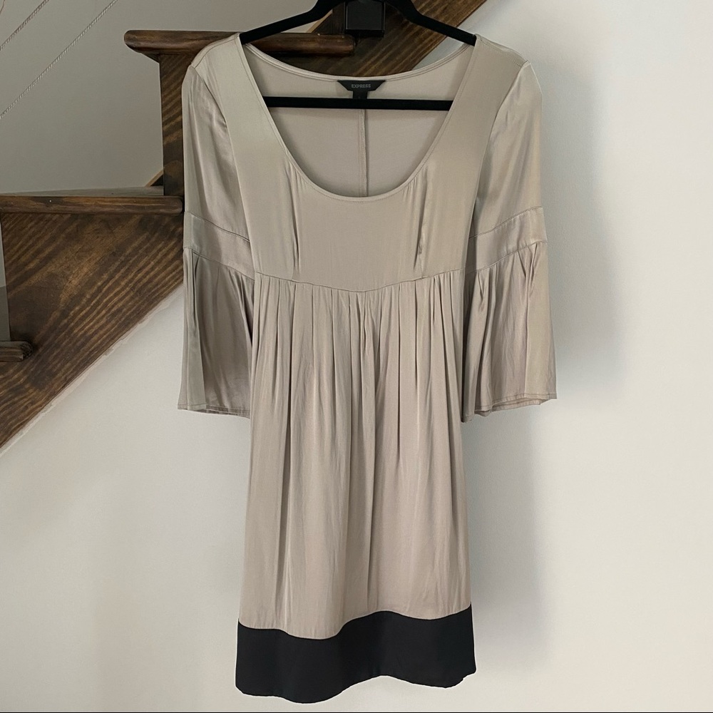 Express Silver Grey and Black Satin Dress